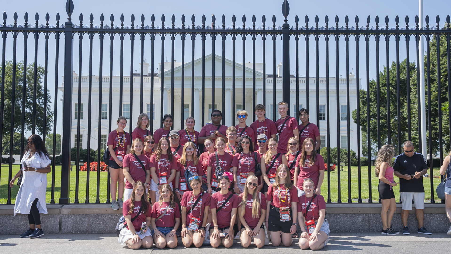 youth tour delegates posing in front of the white house